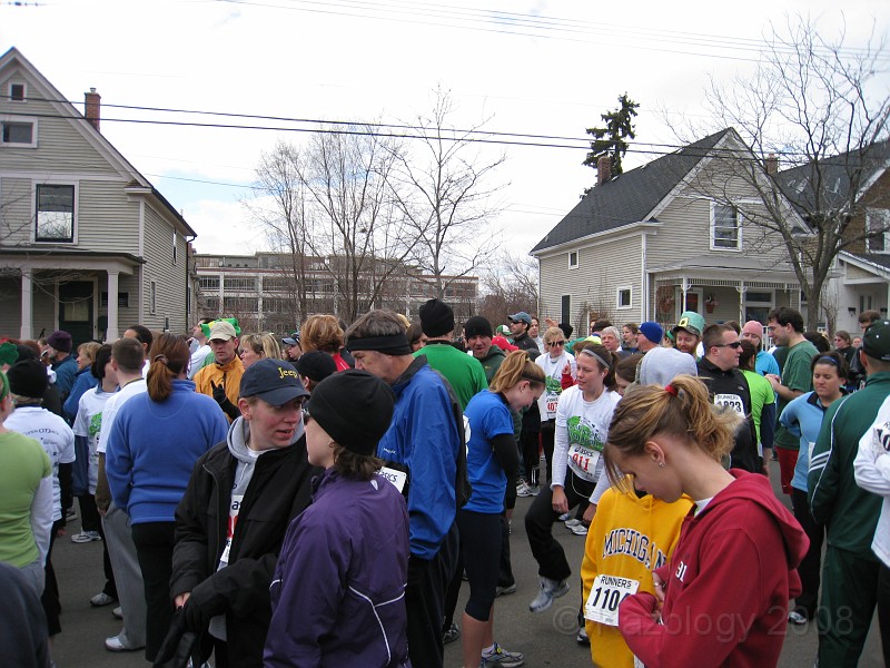 Shamrocks-Shenanagians-08 120.jpg - Getting all psyched up. The elite athletics go through the entire race in their mind, seeing all the steps, effortlessly gliding past everyone else, cruising up the hills and finished in first place! Me... I'm thinking of what's for supper.